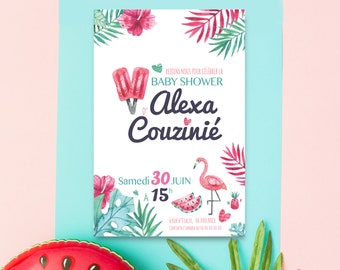 12 invitaciones tropicales para baby shower impresas en papel de bellas artes de alta gama - Omade