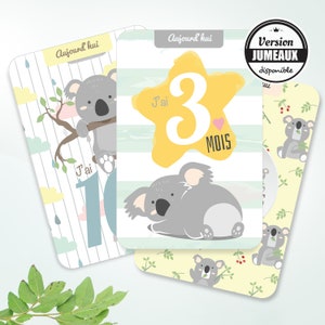 Carte étape bébé koala : cadeau baby shower et cadeau de naissance. Par omade création