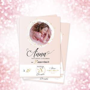 Invitation anniversaire de princesse pour une fête difgne d'un conte de fée ! Une invitation personnalisée élégante pour votre petite fille.
