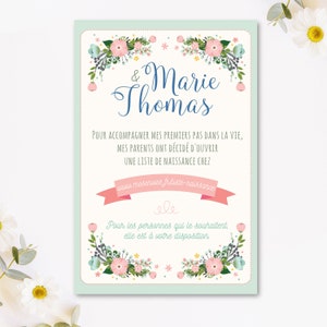 Carte liste naissance - Cadeau de naissance  - Carte cadeaux de naissance - Annonce grossesse - thème champêtre