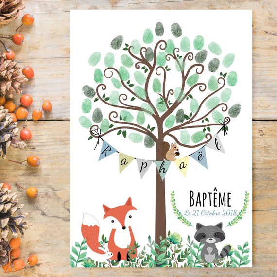 Fox Footprint Tree Baptism Footprint Tree Birthday Etsy