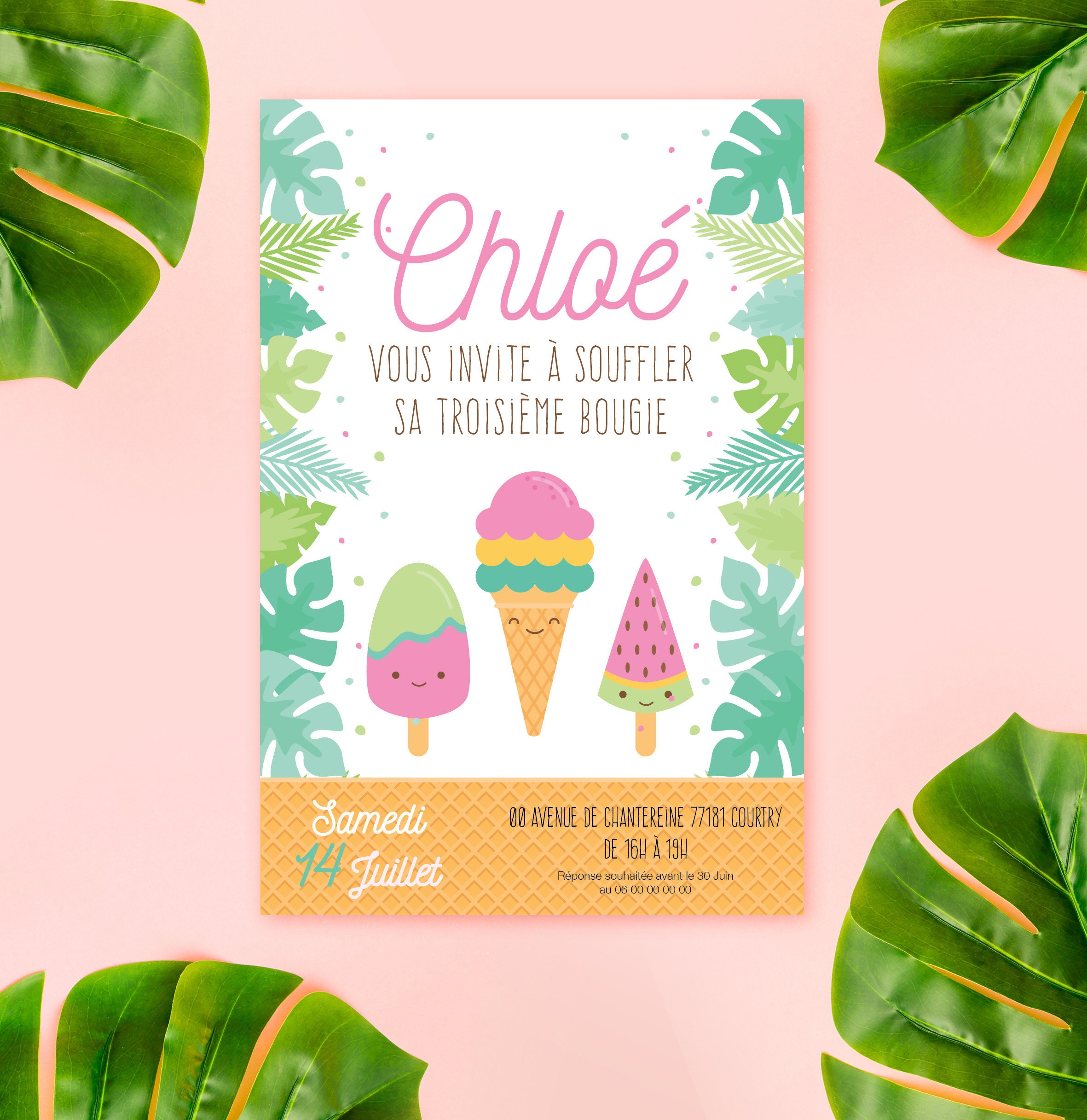 Invitation Anniversaire Cartes Anniversaire Tropicale Etsy
