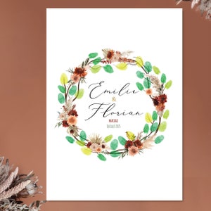 Terrakotta-Boho-Hochzeits-Fußabdruckbaum. Originelles und maßgeschneidertes Hochzeitsgästebuch.