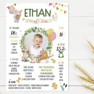 Affiche anniversaire enfant personnalisée au thème de la ferme avec ses adorables animaux
