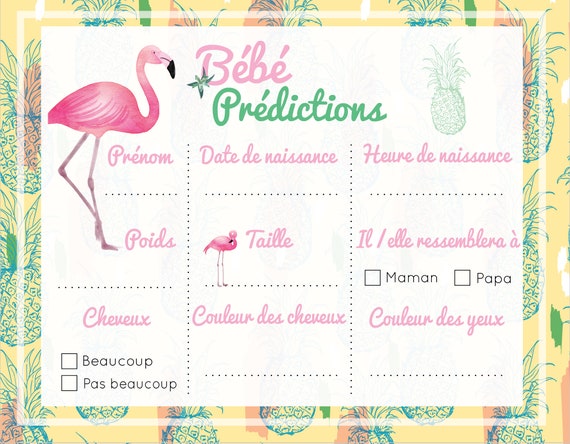 Cartes Jeux baby shower avec jeux bébé prédictions, thème rétro – Omade