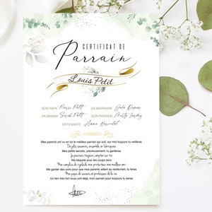 Sponsor Gift: Remembrance Baptism, Personalized Certificate Poster. Eucalyptus Collection.