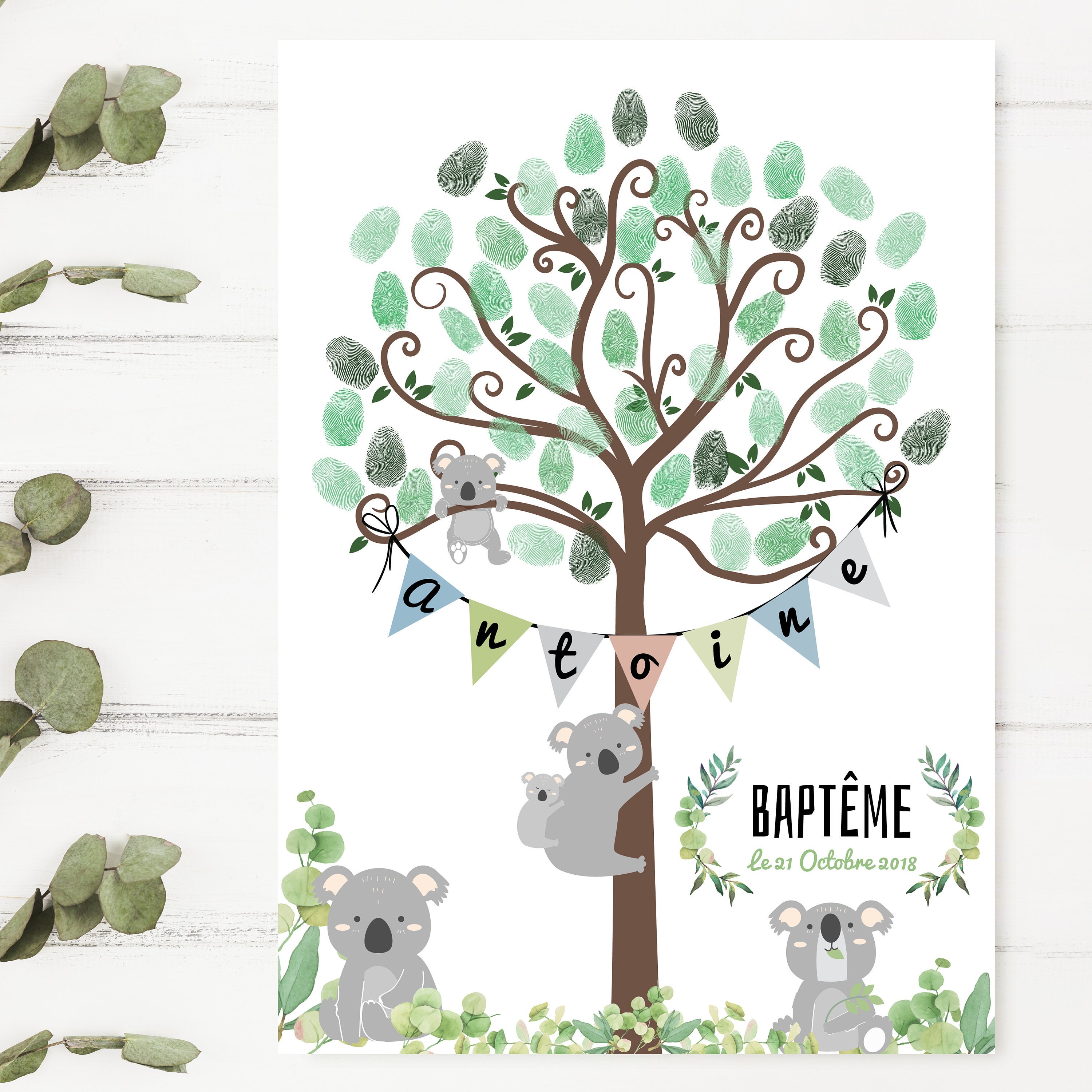 Rbol De Huellas Flores Alegres. Ncluye Marco Y Tntas A Elegr. Elge