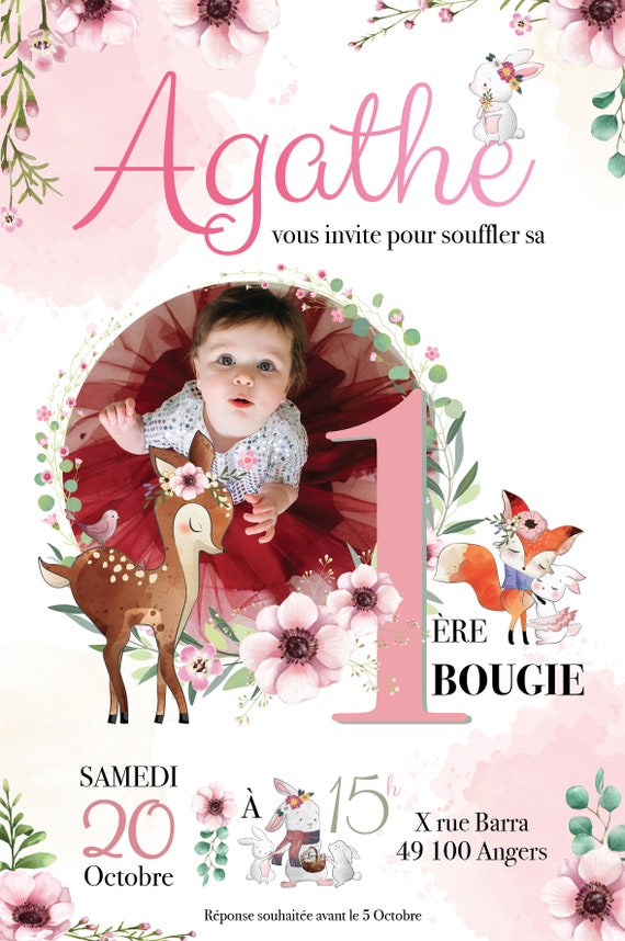 Faire part anniversaire Invitation anniversaire fille Invitation