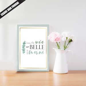 Affiche chambre bébé - Affiche La vie est belle depuis que tu es né - Illustration chambre enfant - Affiche citation - Cadeau de naissance