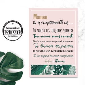 Cadeau fête des mères : Affiche à personnaliser Maman tu es exceptionnelle - Carte fête des mères unique - Maman chérie