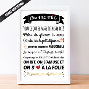 Grandmother's Day - Grandma's Day - Poster - Chez Mamie - Grandma Gift - Rules of life at Grandma's - Grandma gift