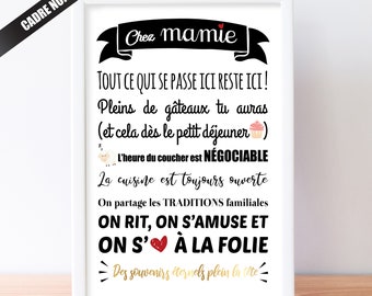 Día de la Abuela - Día de la Abuela - Cartel - Chez Mamie - Regalo de la abuela - Reglas de vida en casa de la abuela - Regalo de la abuela
