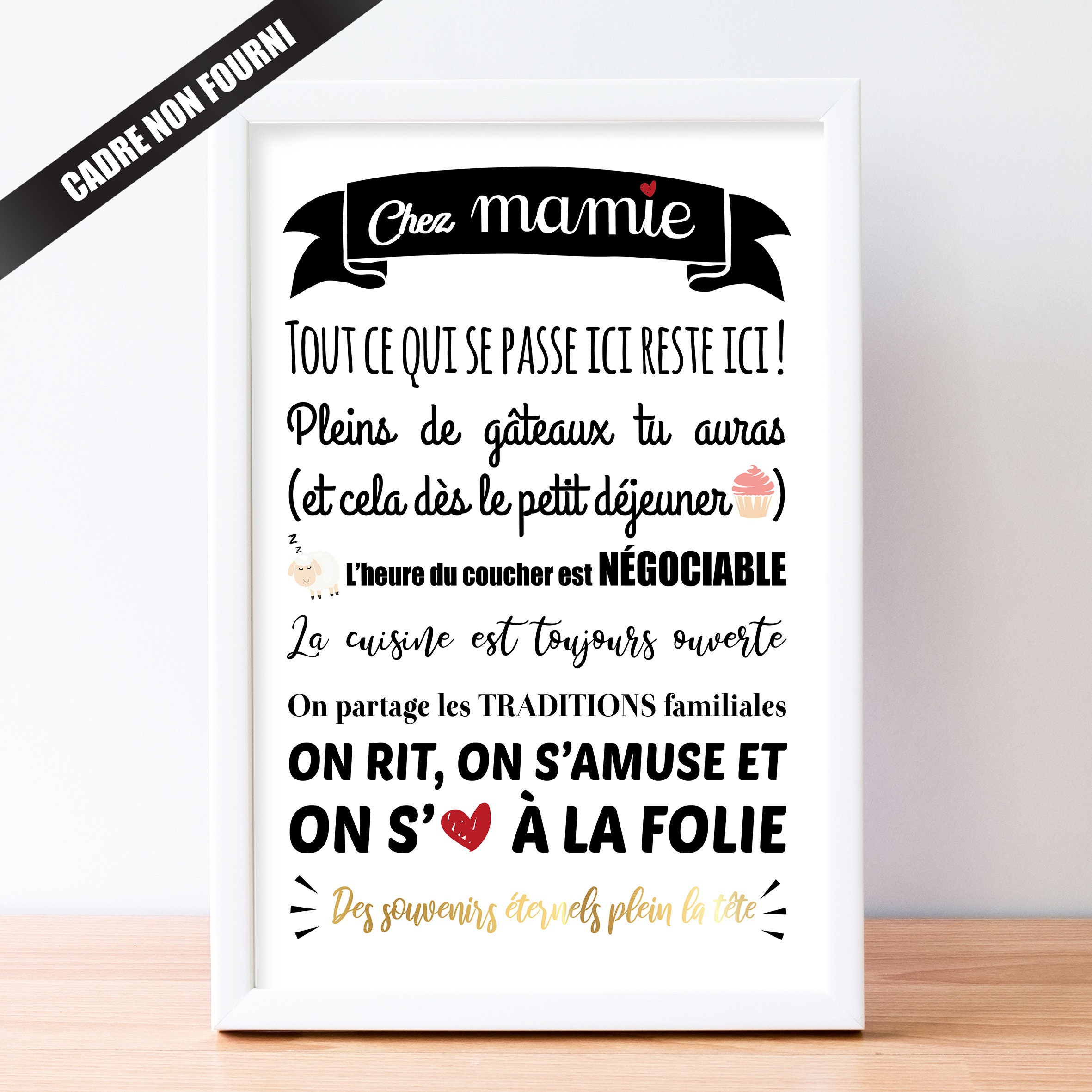 Fête Des Grands Mères - Fête Mamies Affiche Chez Mamie Cadeau Grand Mère Règles de Vie Chez Mamie Ca