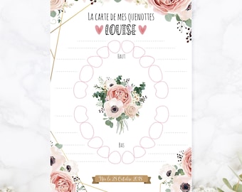 Carte Quenottes bébé - Cartes dents de lait bébé - Carte dents de bébé - Carte personnalisée bébé - thème fleurs, pastel