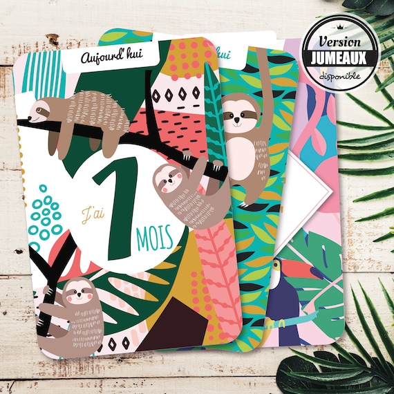 Cartes Etapes Bebe Au Theme Tropical Jungle Avec Ses Etsy Cartes Etapes Bebe Au Theme Tropical Jungle Avec Ses Etsy