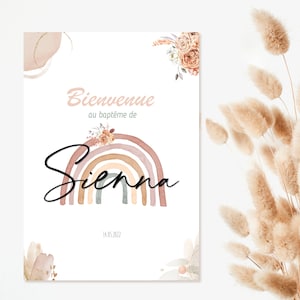 Affiche bienvenue baptême Arc en ciel bohème