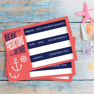 Babydouche - Batch van kaarten spelen babydouche, baby predictions - mariene thema