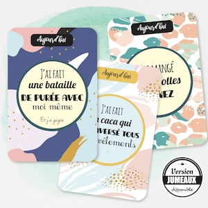 Carte étape bébé drôles pour fille et garçon- Cartes étapes - Cadeau de naissance - Thème Humour, Pastel - Baby shower