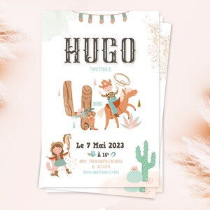 Invitation anniversaire personnalisée Western, Cow boy pastel