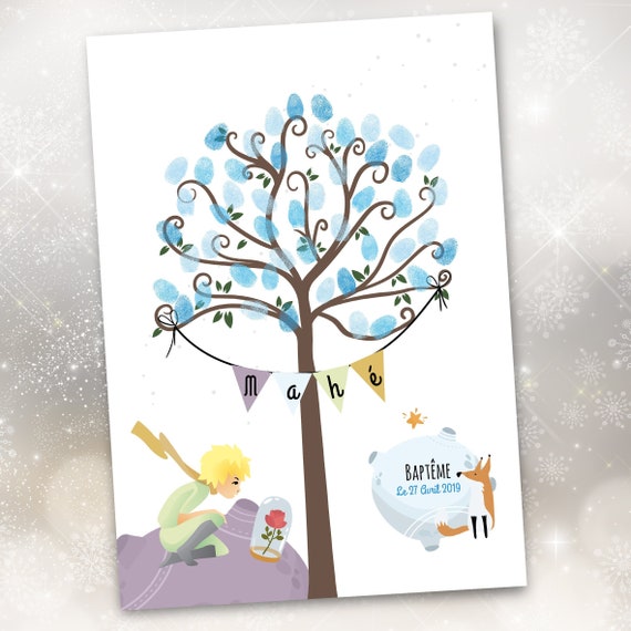 Arbre A Empreintes Pour Bapteme Et Anniversaire Pour Enfant Theme Foret Et Renard Fleurs Pour Fille Format Ou A3 Produits Handmade Cadeaux Et Souvenirs Pour Nouveau Ne Centroarco Com