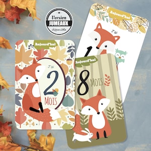 12 Baby Steps Cards, een high-end vos thema om een herinnering aan zijn eerste jaar te houden. Door Omade