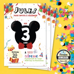Personalisierte Geburtstagseinladung für einen festlichen und bunten kleinen Jungen Geburtstag! Luftballons und Konfetti.