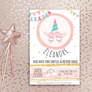 Unicorn Girl Birthday Invitation - Omade Creation