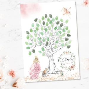 Tree with personalized baptism or birthday footprints.  Princess and Swan Theme