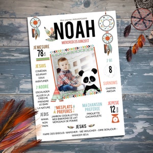 Affiche anniversaire 1 an personnalisée thème Panda par Omade création