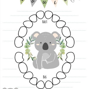 Carte Quenottes bébé - Cartes dents de lait bébé - Carte dents de bébé - Carte personnalisée bébé - thème Koala image 2