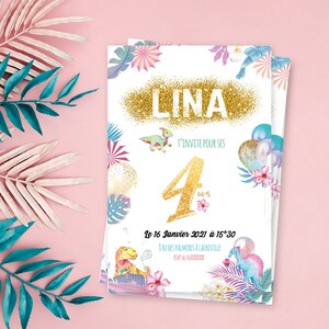 Invitation anniversaire Dinosaure pour fille