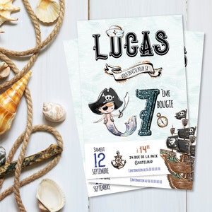 Personalized Pirate Boy Birthday Invitations.