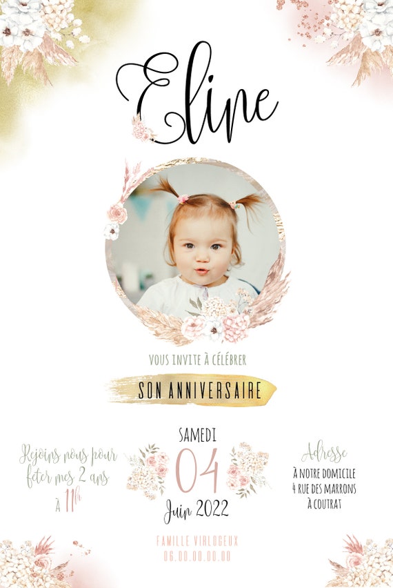 Invitation Anniversaire 4 ans fille et garçon