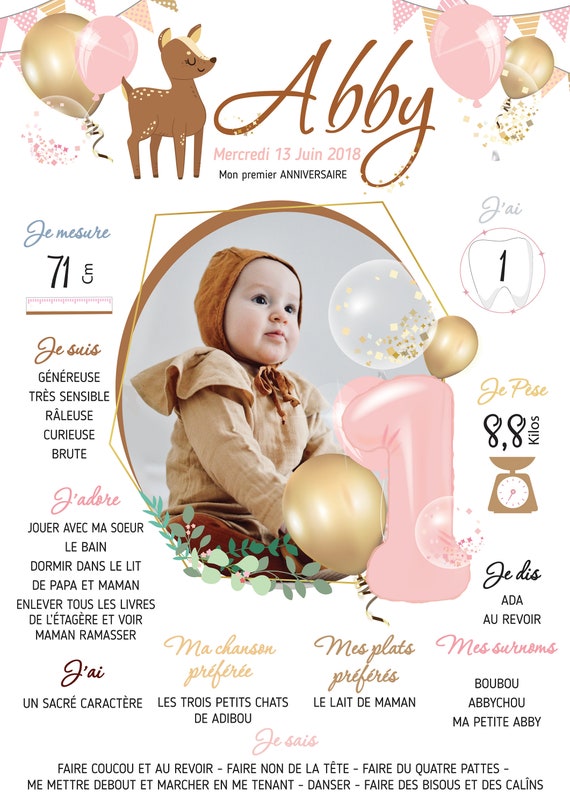 Personalised Girl Birthday Poster With Doe Theme Forest And Etsy India