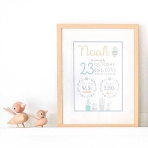 Personalisiertes Poster Geburt kaktus und Pastel - Omade