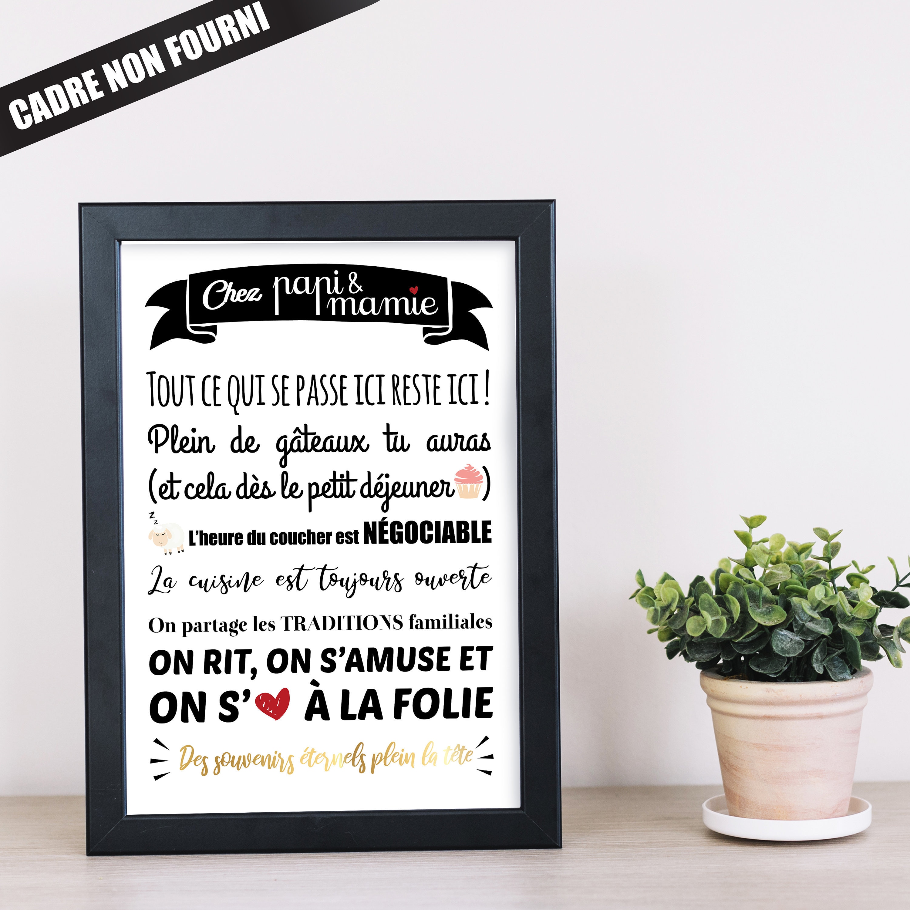 Cadeau Mamie et Papi - Affiche Chez Mamie Papy Cadeau Règles de Vie Chez Cadeau Grand-Mère