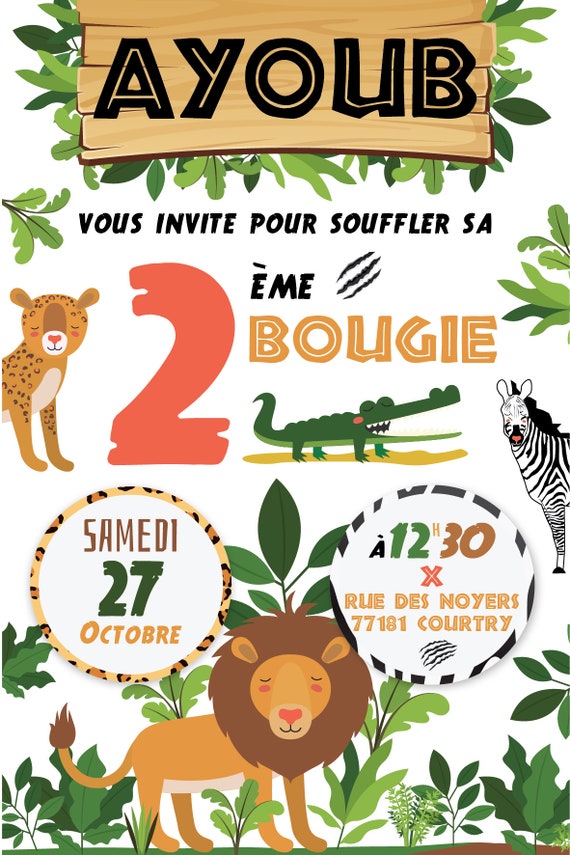 Invitation Anniversaire Savane Invitation Anniversaire Etsy