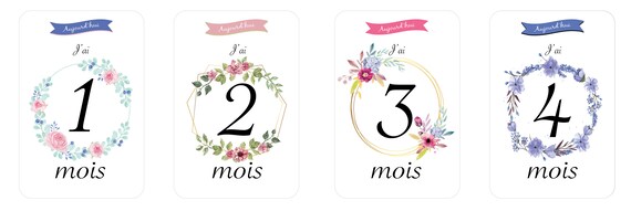 Cartes Étapes Bébé Rose - Lot De 16 Cartes Naissance à 1 An - Boîte Cadeau Kraft - Cadeau BabyShower Fille