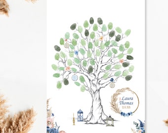 Tree with footprints country wedding. Original and personalized wedding guestbook.