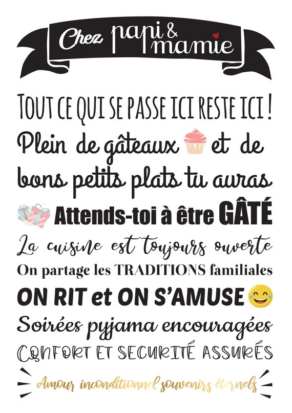 Cadeau mamie et papi Affiche Chez Mamie et papy Cadeau mamie