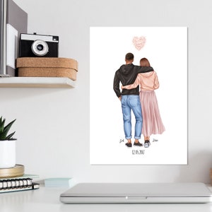 Retrato de pareja de corazones para un regalo personalizado de San Valentín