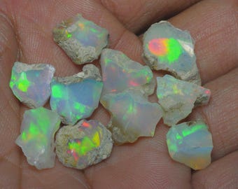 Ethiopian Welo Opal Rough Lot – 5 Pcs Natural Raw Opal Crystal Gemstones (10mm–17mm)