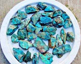 Raw Chrysocolla Stone: Rough Blue-Green Crystal (10-40 Gram Piece