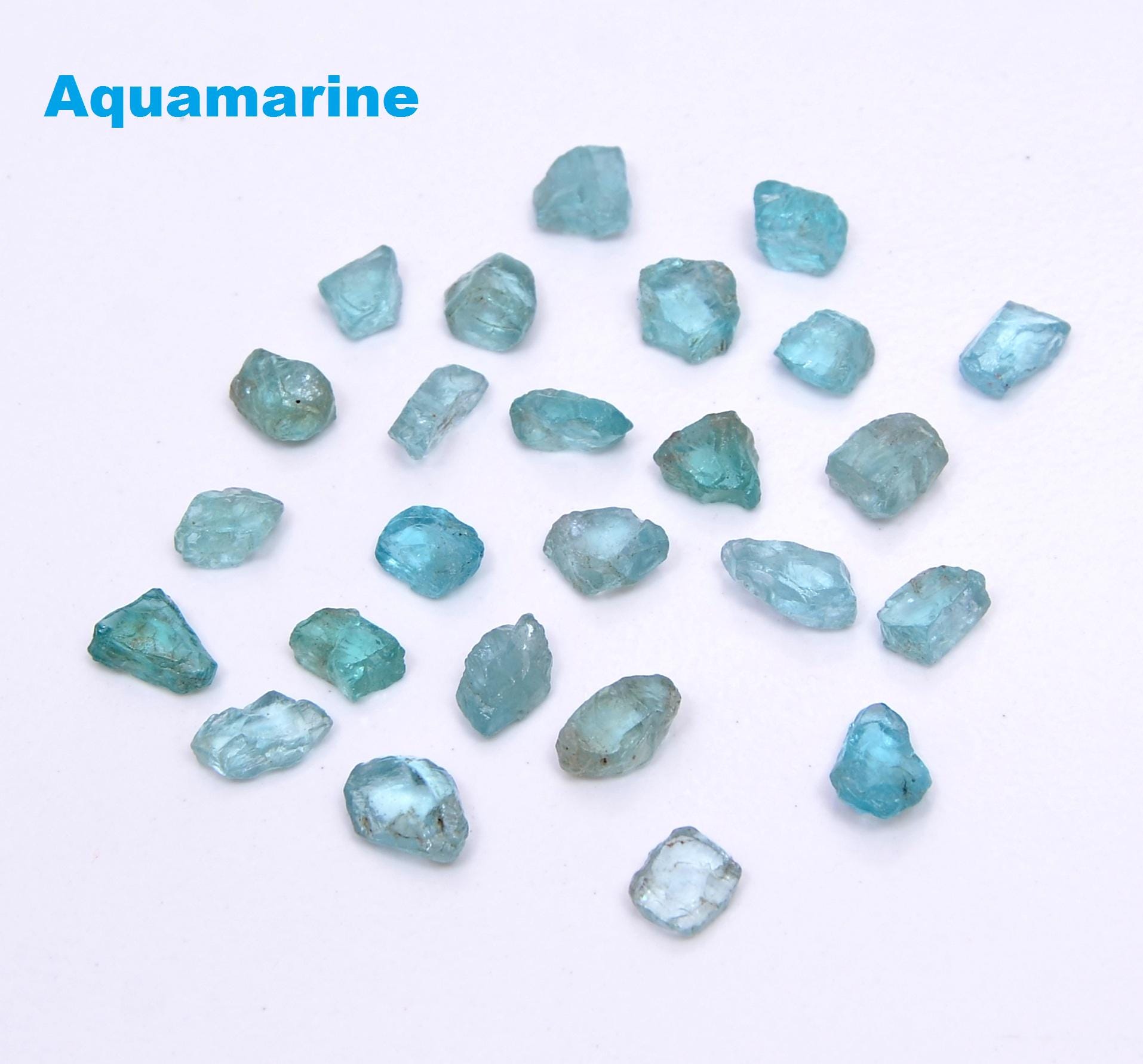 Lot De Pierres Fines Aigue-marine Naturelle - Taille émeraude 5x3 Mm Calibrées - Brésil, Non Traitées