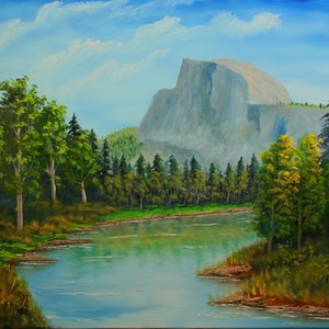 Half Dome Yosemite Wall Art - Yosemite National Park Painting - Yosemite Valley Art - Yosemite landscape - Original Oil Painting PRINT