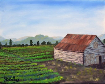 Napa Wine CountryBarn - Old Tan Napa Valley Barn - Vineyard Napa Valley California - Wine Lover Gift - Original Oil Painting Landscape PRINT