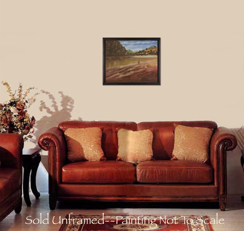 Fishing Original Oil Painting Fishing Wall Art Fisherman Lake Shore