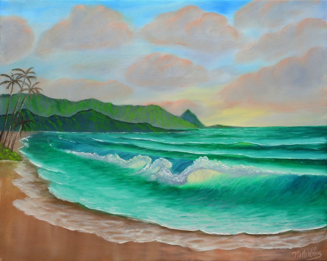 Hanalei Bay Art Kauai Art Print Hawaii Island Wall Art Beach Artwork Ocean Artwork Seascape Art
