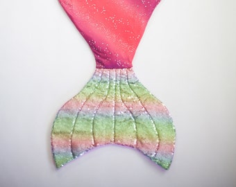 Pink Ocean Rainbow Mermaid Tail Blanket