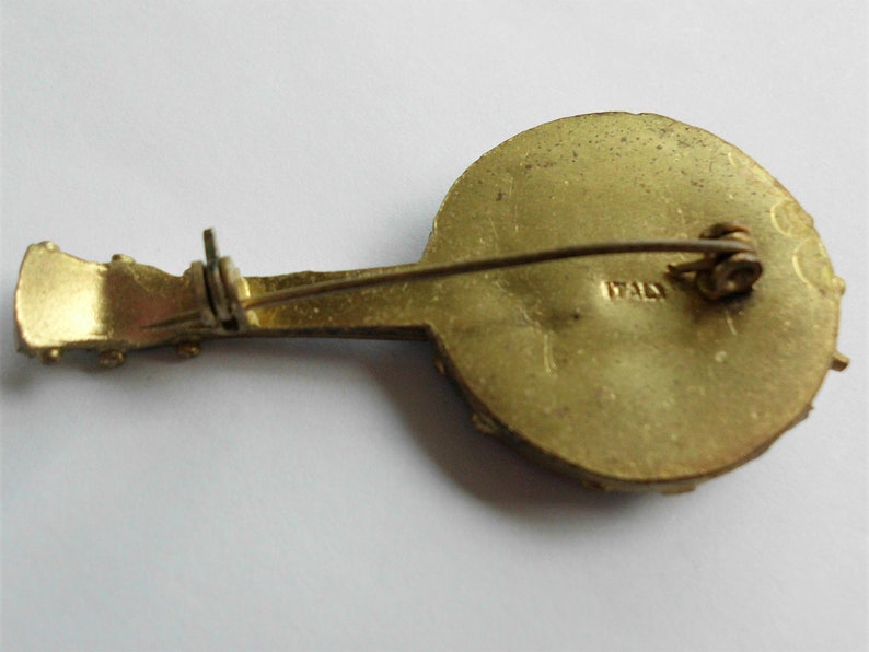 Vintage Micro Mosaic Lute Brooch / Pin Made in Italy ...